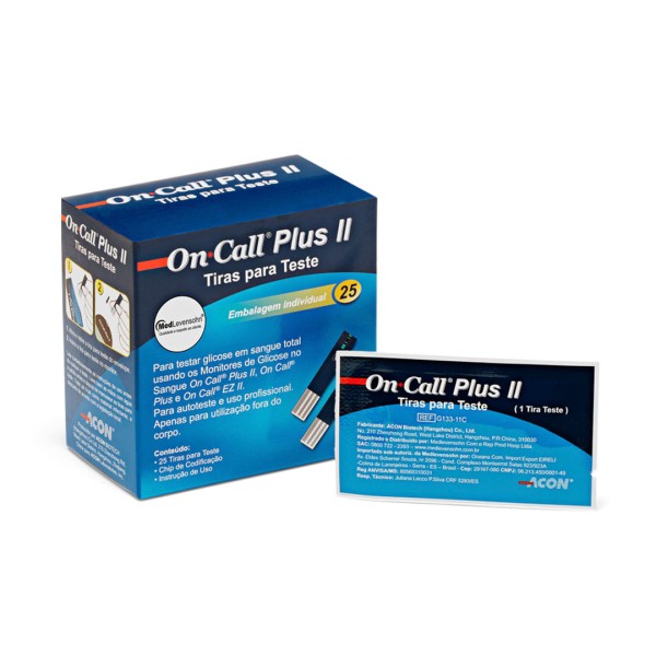 Encontraproduto.com.br - 200 Tiras de Glicose Individuais On Call Plus II