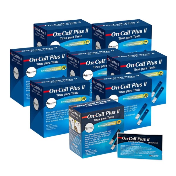Encontraproduto.com.br - 200 Tiras de Glicose Individuais On Call Plus II