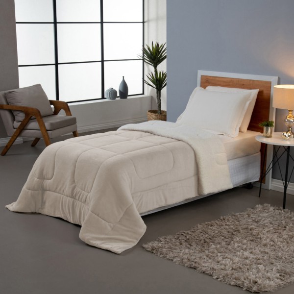 Encontraproduto.com.br - Coberdrom de Solteiro Dupla Face Sherpa Pele de Carneiro Soft Cobertor Grosso Edredom