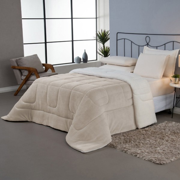 Encontraproduto.com.br - Coberdrom de Casal Dupla Face Sherpa Pele de Carneiro Soft Cobertor Grosso Edredom