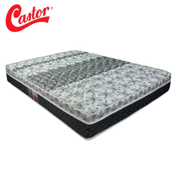 Encontraproduto.com.br - Cama Box Casal Suede + Colchão De Molas - Castor - Class Tecnopedic One Face 138x188x65cm Cor:bege