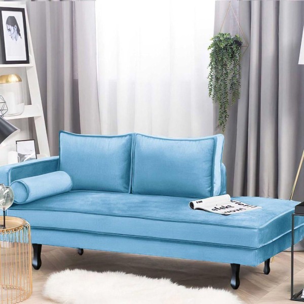 Encontraproduto.com.br - Recamier Divã Dubai L/direito 1,40m Suede Azul Turquesa - Am Interiores