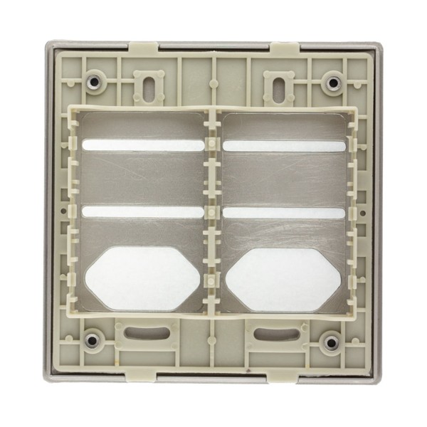 Encontraproduto.com.br - Placa 4X4 Para 4 Interruptores + 2 Tomadas Com Suporte Aço Novara AC-1500/121 Dicompel