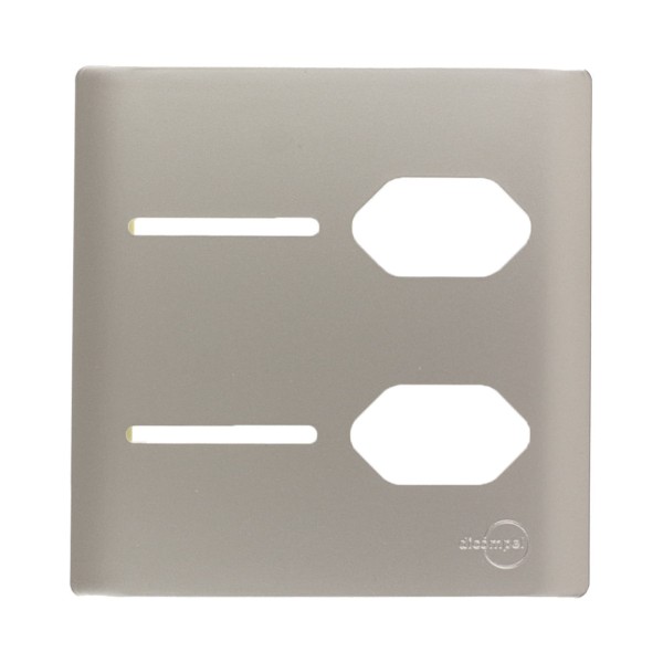 Encontraproduto.com.br - Placa 4X4 Para 2 Interruptores + 2 Tomadas Com Suporte Aço Novara AC-1500/91 Dicompel