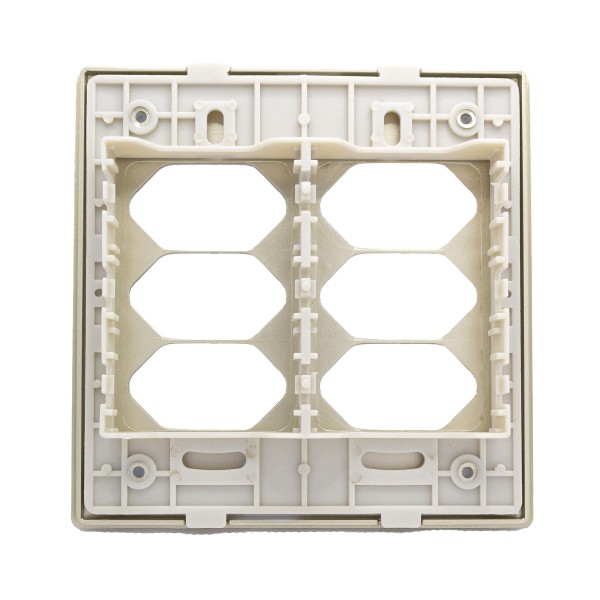 Encontraproduto.com.br - Placa 4X4 Para 6 Tomadas Com Suporte Champanhe Novara CH-1500/106 Dicompel