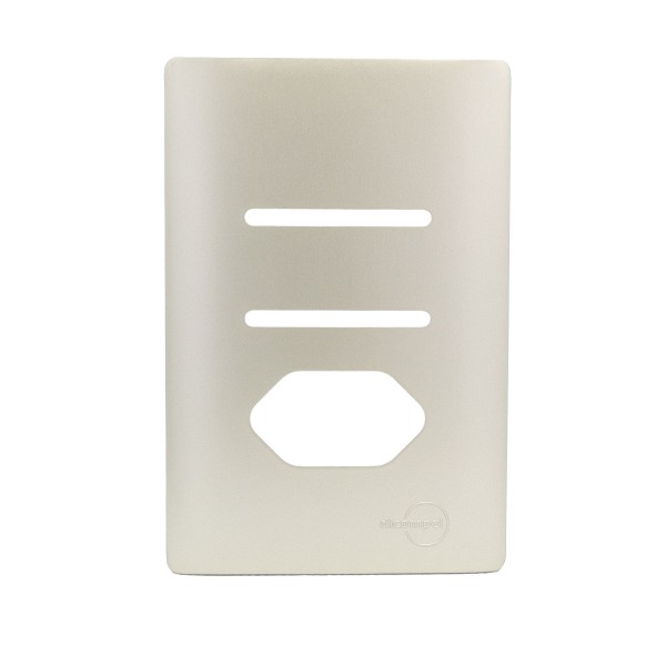 Encontraproduto.com.br - Placa 4X2 Para 2 Interruptores + 1 Tomadas Com Suporte Champanhe Novara CH-1500/79 Dicompel