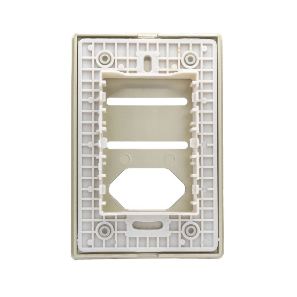 Encontraproduto.com.br - Placa 4X2 Para 2 Interruptores + 1 Tomadas Com Suporte Champanhe Novara CH-1500/79 Dicompel