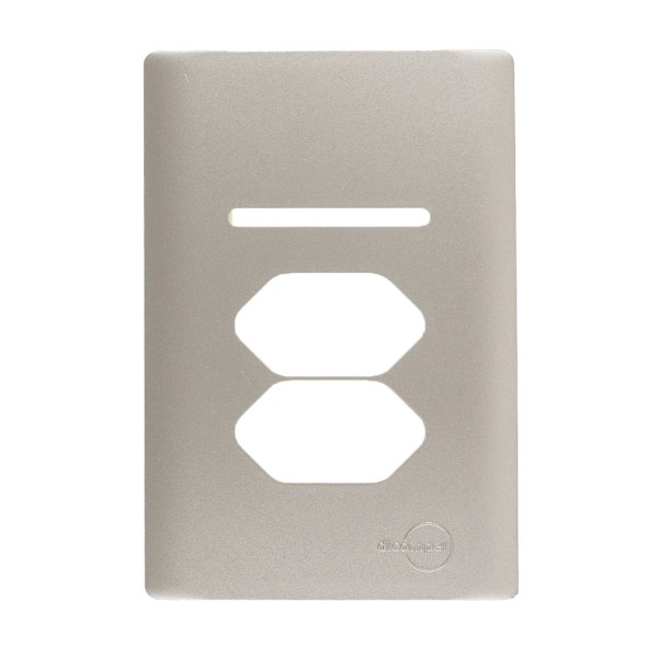Encontraproduto.com.br - Placa 4X2 Para 1 Interruptor + 2 Tomada Com Suporte Aço Novara AC-1500/152 Dicompel