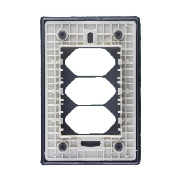 Encontraproduto.com.br - Placa 4X2 Para 3 Tomadas Com Suportes Preto Grafite Novara DC-1600/149 Dicompel