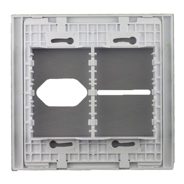 Encontraproduto.com.br - Placa 4X4 Para 1 Interruptor + 1 Tomada Com Suporte Espelhada Novara Glass GE-40000/28 Dicompel
