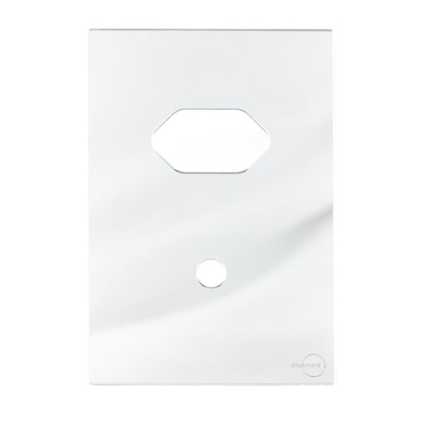Placa 4X2 Para 1 Tomada + 1 Furo Com Suporte Espelhada Novara Glass GE-40000/19 Dicompel
