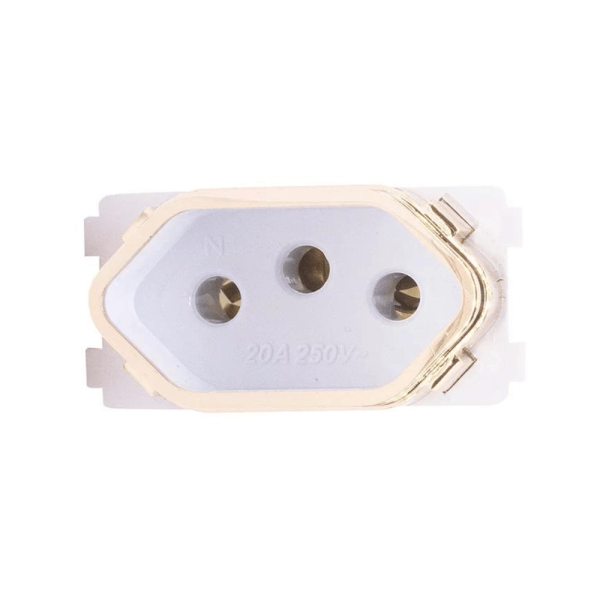 Encontraproduto.com.br - Tomada 2P+T 10A-250V Dc-1500/274 Branco/Rose-Gold 1 Módulo Novara Dicompel