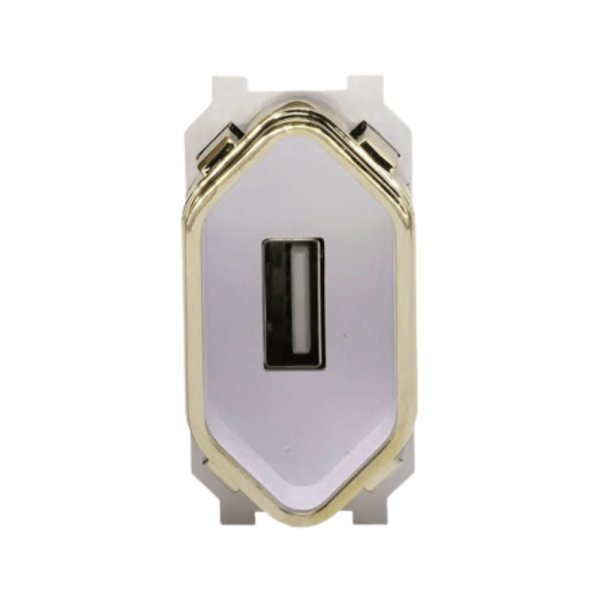 Encontraproduto.com.br - Modulo Carregador USB Bivolt Dc-1500/278 Branco/Rose-Gold 1 Módulo Novara Dicompel