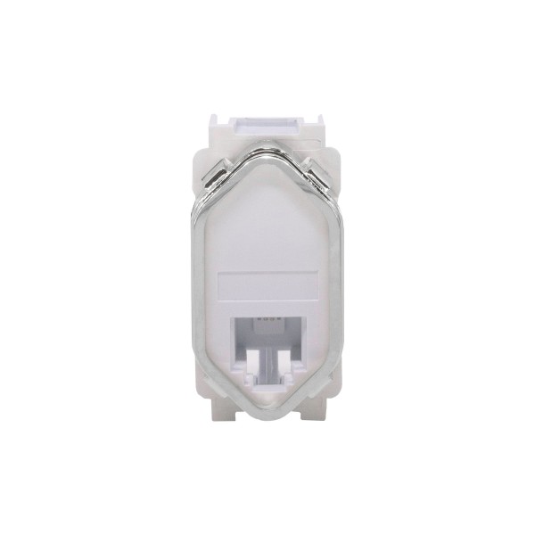 Encontraproduto.com.br - Módulo 1 Tomada Rj11 4 Vias Branco Cromado Novara DC-1100/231 Dicompel