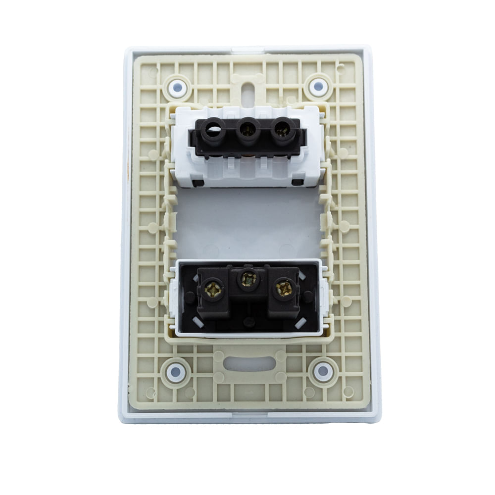 Encontraproduto.com.br - Conjunto Montado 1 Interruptor Simples + 1 Tomada 2P+T 10A Dc-1100/19 Branco Com Placa Branco Novara Dicompel
