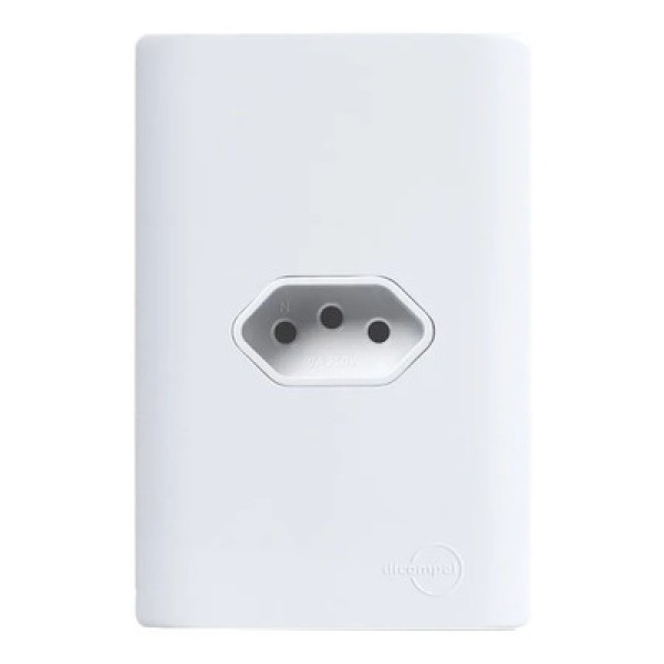 Encontraproduto.com.br - Tomada 2P+T 10A-250V Dc-1100/29 Branco Com Placa Branco Novara Dicompel