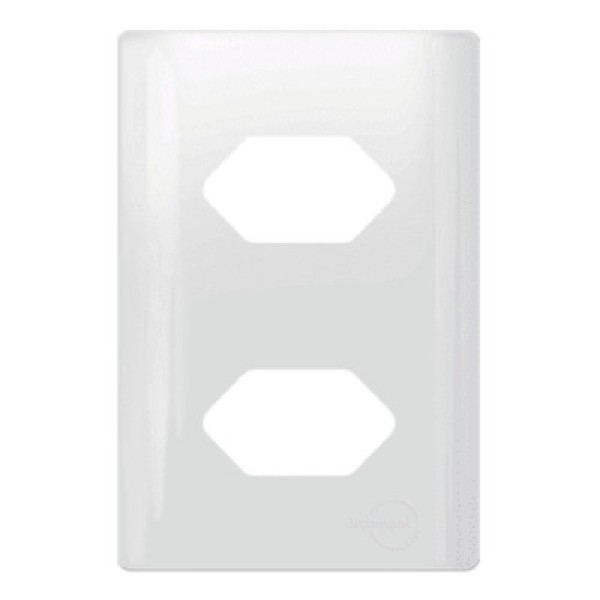 Placa Para Tomada 4x2 Dupla Horizontal 2P+T Com Suporte Dicompel