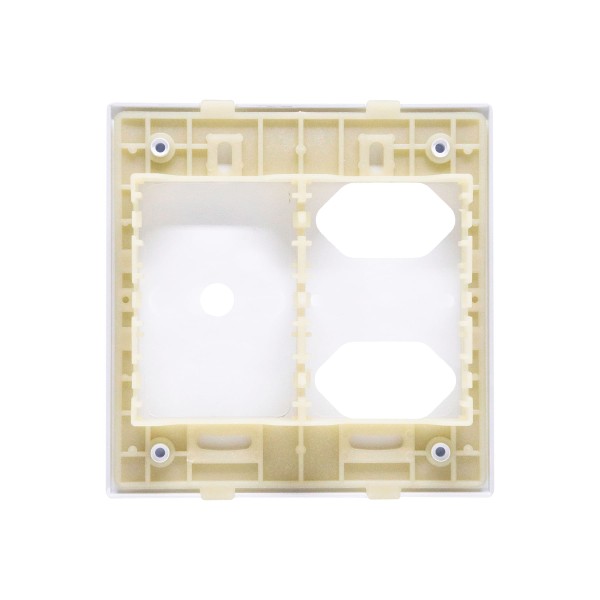 Encontraproduto.com.br - Placa 4X4 Para 2 Tomadas + 1 Furo Com Suporte Branco Novara DC-1100/122 Dicompel