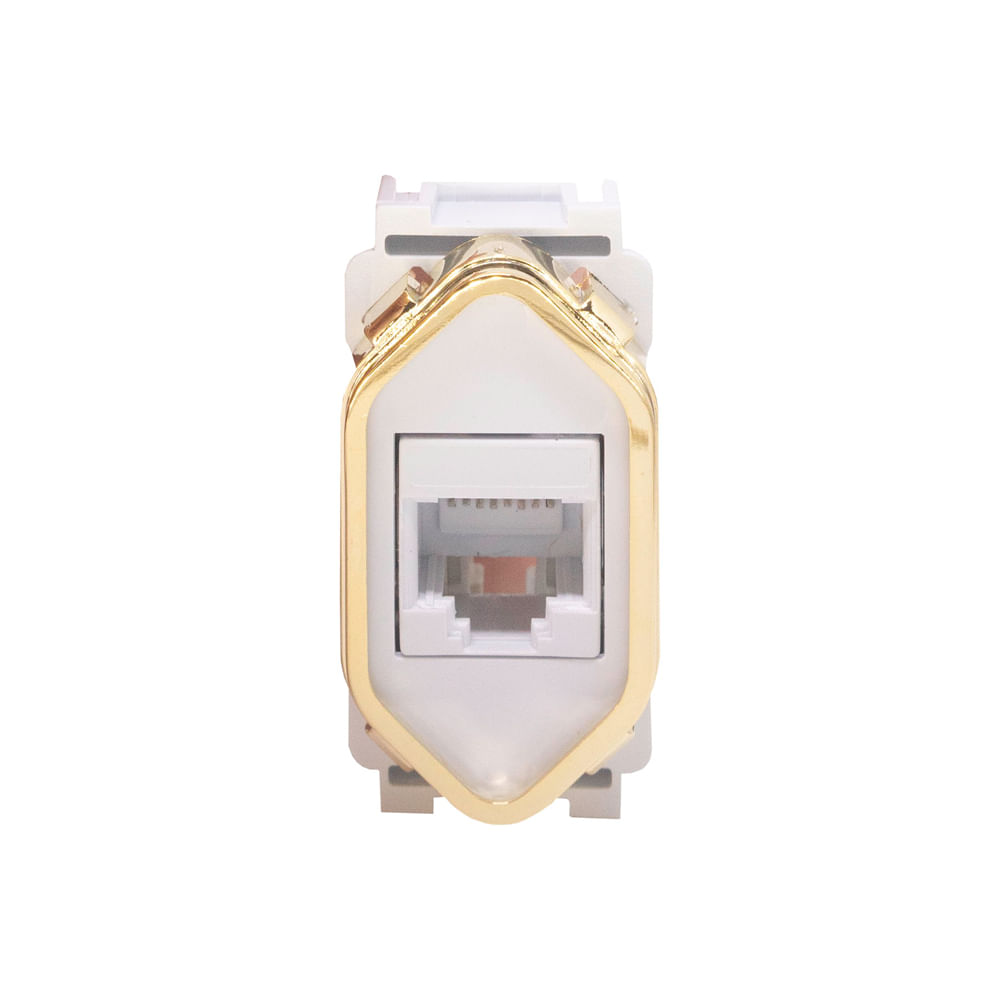 Encontraproduto.com.br - Tomada Informática Rj45 Cat5E Dc-1200/171 Branco/Gold 1 Módulo Novara Dicompel