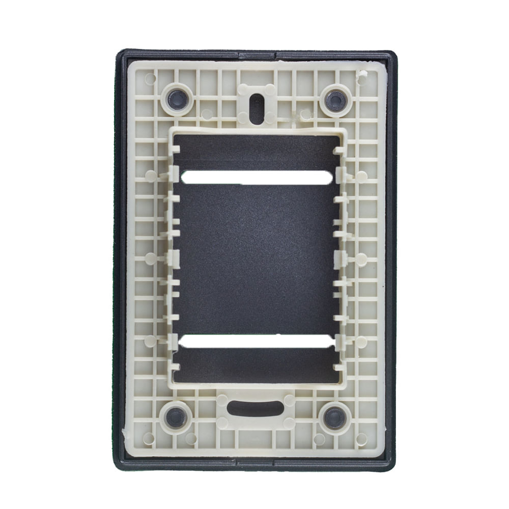 Encontraproduto.com.br - Placa 4X2 Para 2 Interruptores Horizontais Com Suporte Preto Grafite Novara DC-1600/64 Dicompel