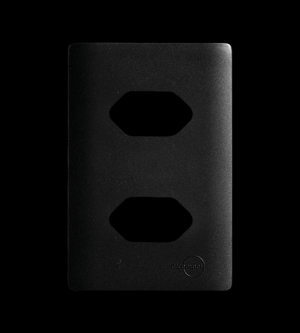 Encontraproduto.com.br - Placa 4x2 Para Tomada Dupla Preta Com Suporte Dicompel