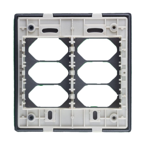 Encontraproduto.com.br - Placa 4X4 Para 6 Tomadas Com Suporte Preto Grafite Novara DC-1600/106 Dicompel