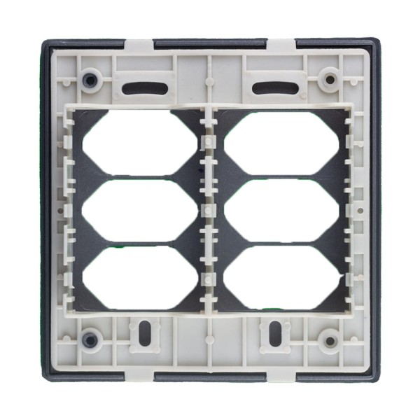 Encontraproduto.com.br - Placa 4X4 Para 6 Tomadas Com Suporte Preto Grafite Novara DC-1600/106 Dicompel