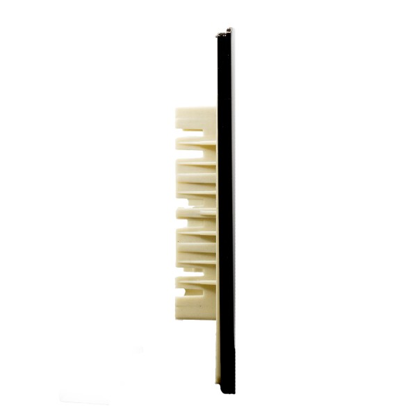 Encontraproduto.com.br - Placa 4X2 Para 1 Interruptor + 1 Tomada Universal 2P + T Com Suporte Preto Brilhante Novara PB-1700/78 Dicompel