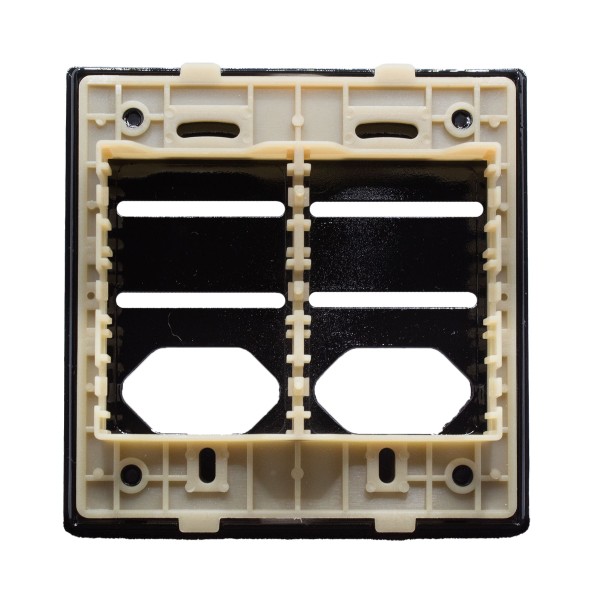 Encontraproduto.com.br - Placa 4X4 Para 4 Interruptores + 2 Tomadas Com Suporte Preto Brilhante Novara PB-1700/121 Dicompel