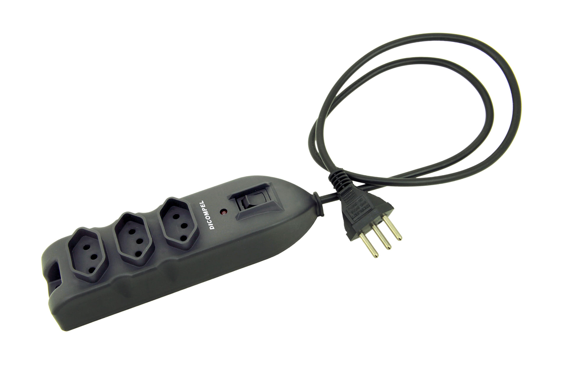 Filtro De Linha Com 3 Tomadas 2 Fusíveis 10A 1Mt Bivolt Preto Dicompel