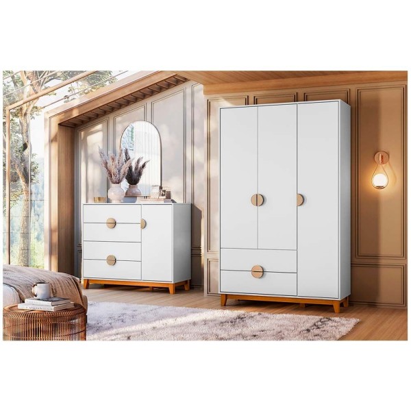 Encontraproduto.com.br - Quarto Ipe Guarda Roupa E Cômoda Branco Móveis Albatroz