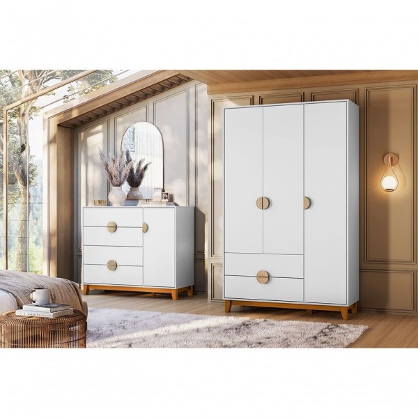 Encontraproduto.com.br - Quarto Ipe Guarda Roupa E Cômoda Branco Móveis Albatroz