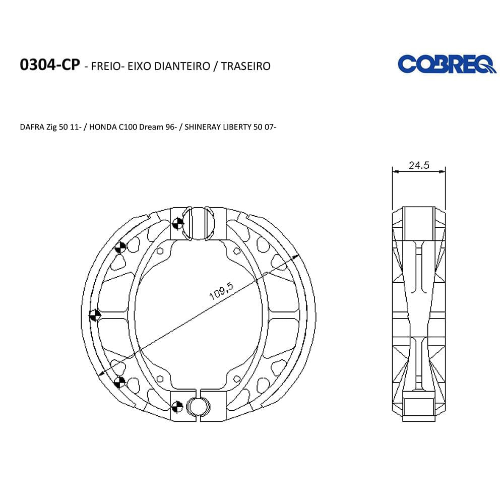 Encontraproduto.com.br - Patim Freio Cobreq (0304-cp) Cg 125 83-99 T.