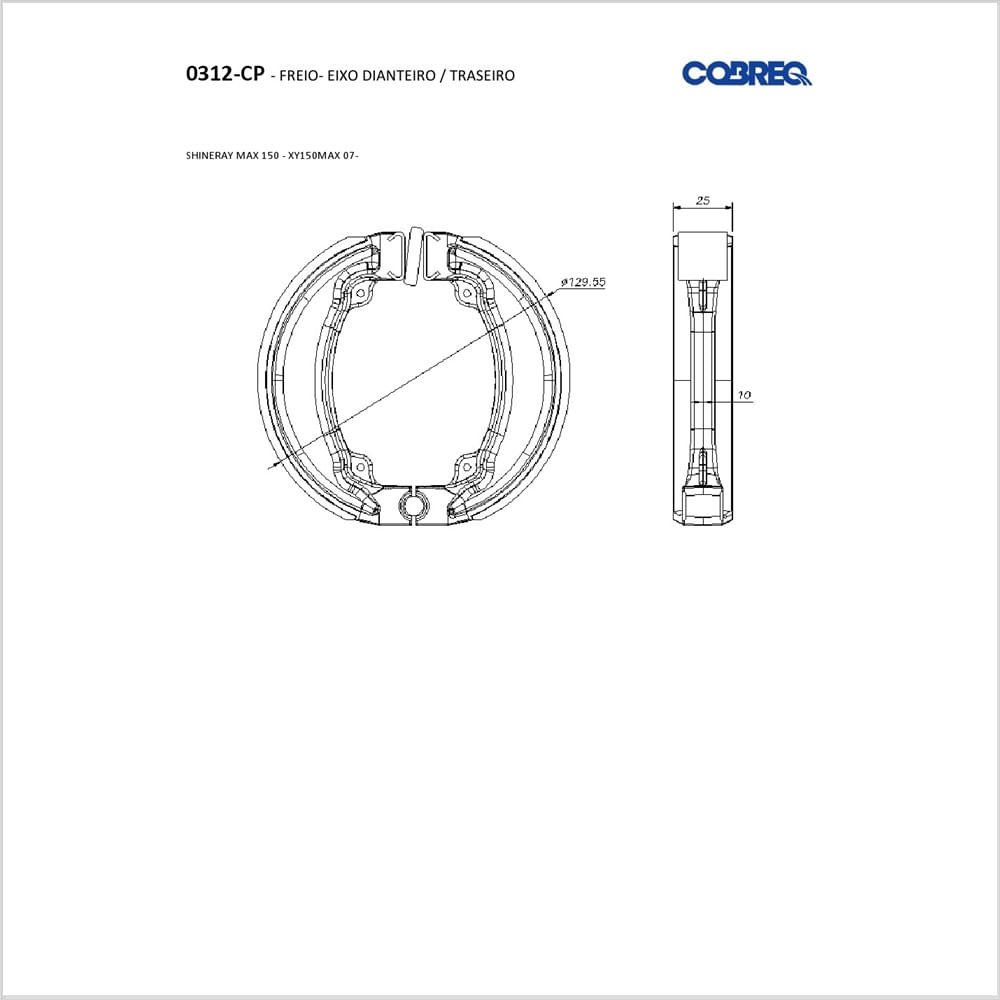 Encontraproduto.com.br - Patim / Sapata Freio Moto - Cobreq - 0312CP