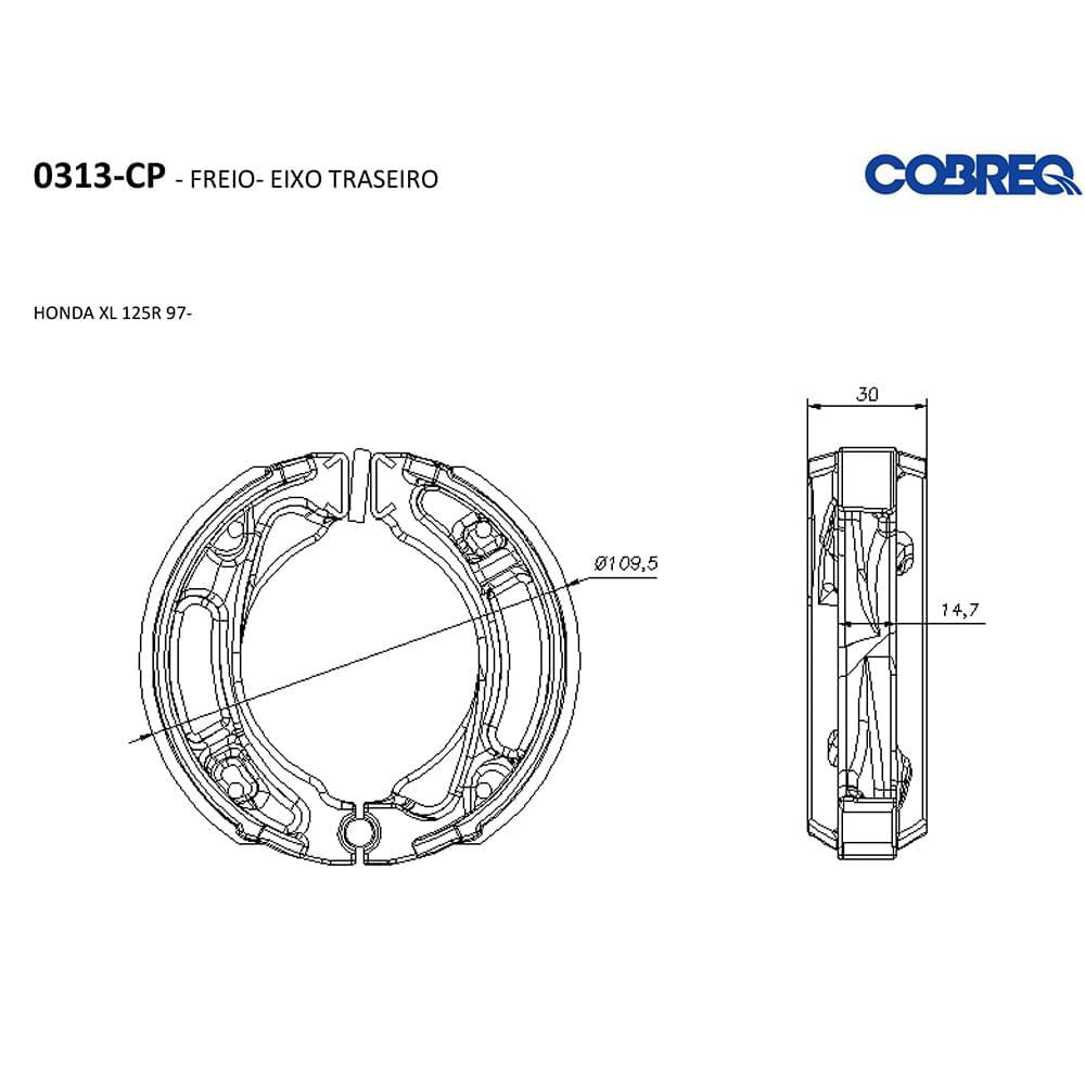 Encontraproduto.com.br - Patim / Sapata Freio Moto - Cobreq - 0313CP