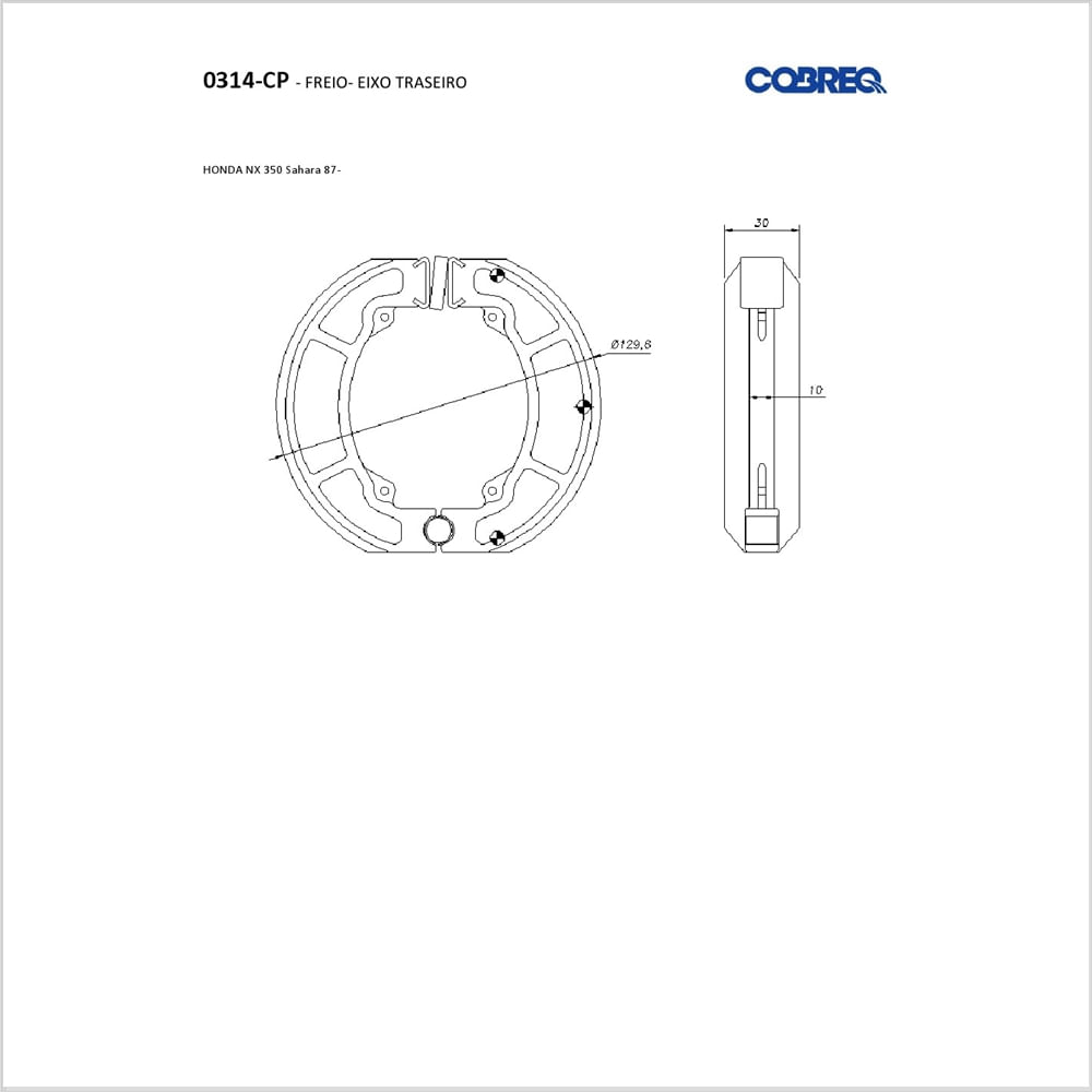 Encontraproduto.com.br - Patim / Sapata Freio Moto - Cobreq - 0314CP