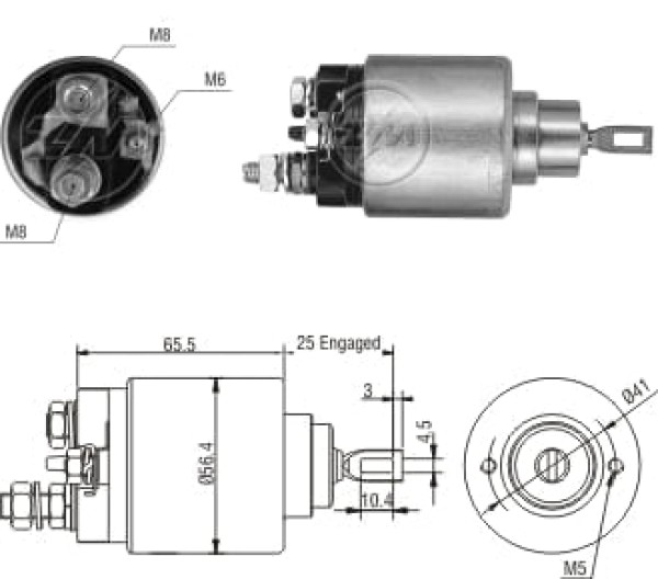 Encontraproduto.com.br - AUTOMATICO RELE MOTOR PARTIDA BOSCH UNO 10.. 2FUROS/GROSSO - ZM2974