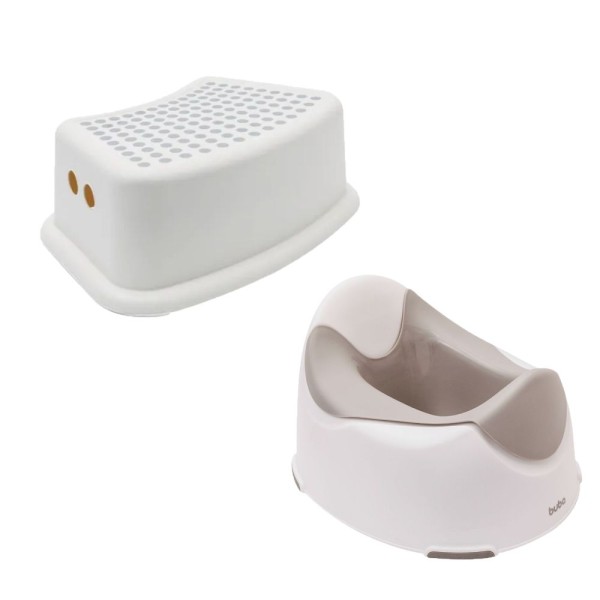 Encontraproduto.com.br - KIT TRONINHO E DEGRAU INFANTIL SANITÁRIO PINICO PRIVADINHA BEBE ANTIDERRAPANTE COM RECIPIENTE REMOVÍVEL BUBA Cor:Cinza