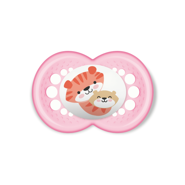 Encontraproduto.com.br - CHUPETA MAM 6 MESES FASE 2 BICO SILICONE SKINSOFT EMBALAGEM DUPLA Cor:Rosa Keep Calm Tigre