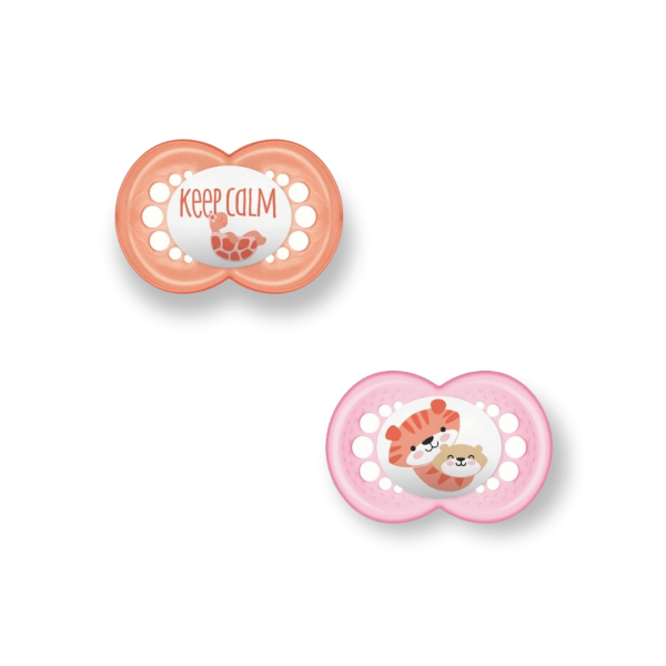 Encontraproduto.com.br - CHUPETA MAM 6 MESES FASE 2 BICO SILICONE SKINSOFT EMBALAGEM DUPLA Cor:Rosa Keep Calm Tigre