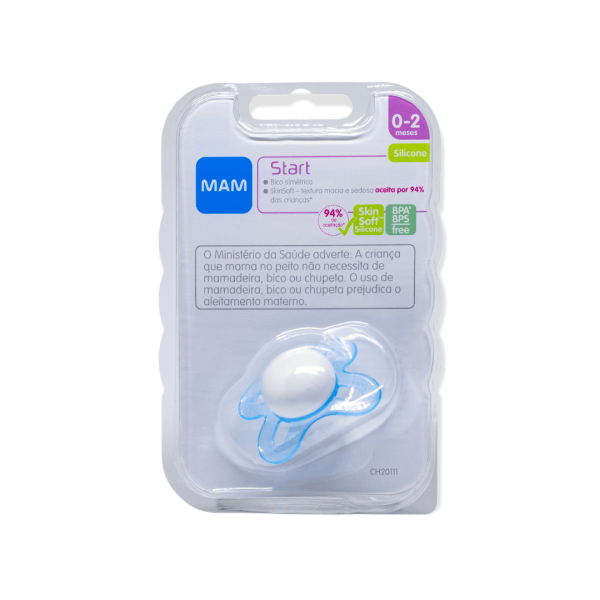 Encontraproduto.com.br - CHUPETA MAM START 0-2 MESES FASE 1 BICO SILICONE SKINSOFT EMBALAGEM DUPLA Cor:Azul Básica