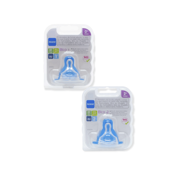 Encontraproduto.com.br - BICO MAMADEIRA COMPATIVEL COM TODAS MAMADEIRAS MAM SKINSOFT EMBALAGEM DUPLA Tamanho:Bico 1 0+ / Bico 2 2+