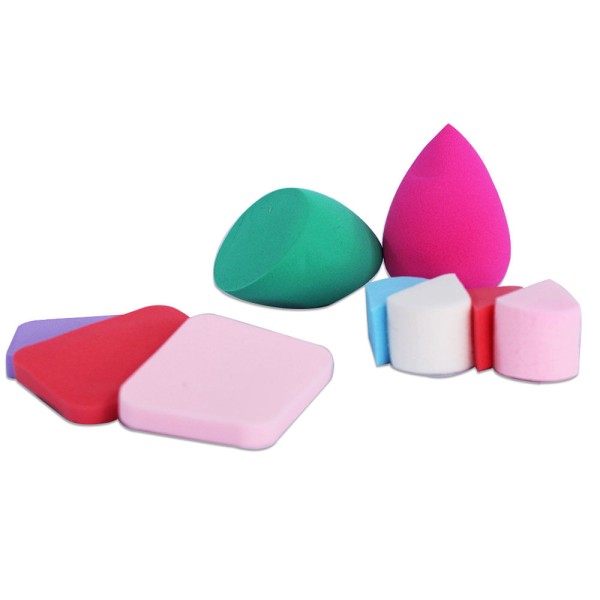 Encontraproduto.com.br - Kit 9 Esponjas Para Maquiagem Coloridas Diversos Formatos