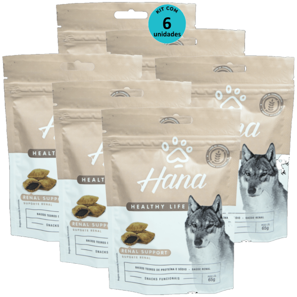Hana Suporte Renal 65g Snacks Para Cães Adultos Kit C/ 6 un