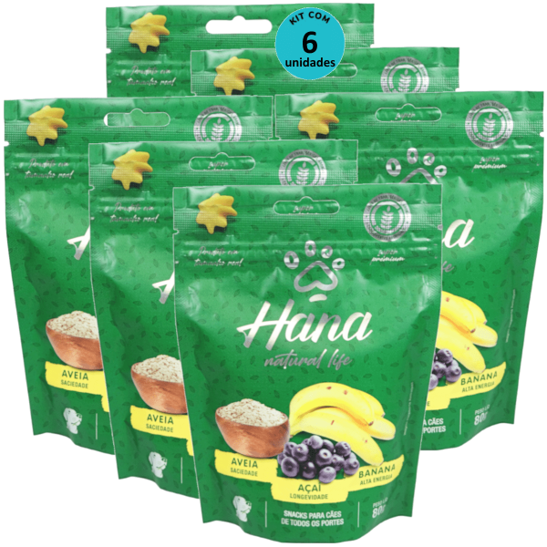 Hana Natural Life Aveia Açaí Banana 80g Snacks Para Cães Adultos Kit C/ 6 un