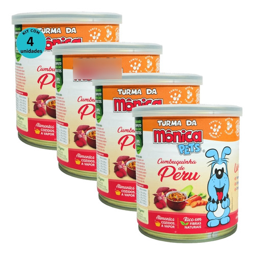 Ração Úmida Turma da Mônica Pets Cumbuquinha de Peru 280g Para Cães Adultos Kit 4 un