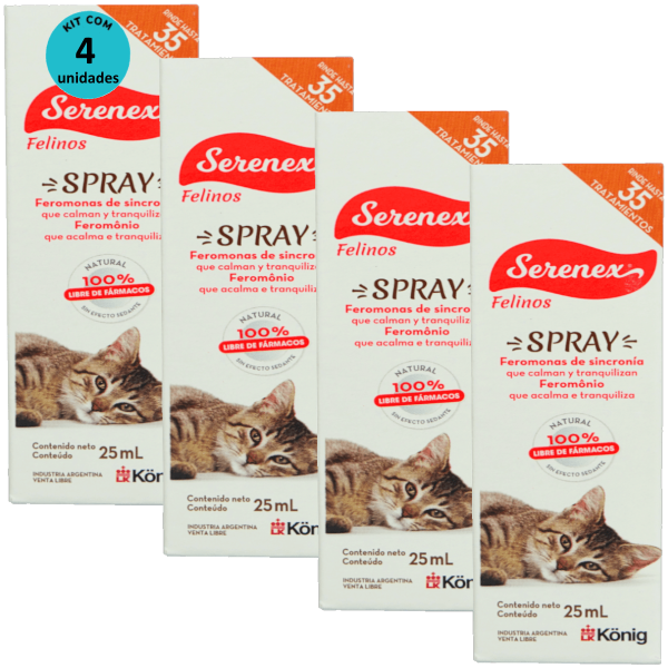 Encontraproduto.com.br - Serenex Spray 25ml Para Gatos Kit Com 4 unidades