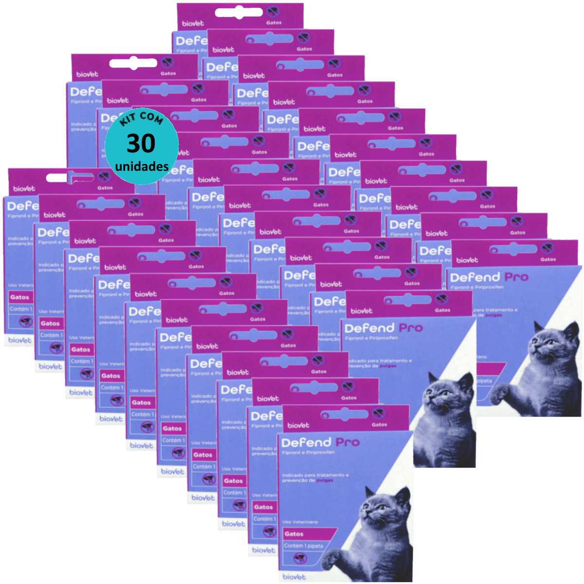Encontraproduto.com.br - Defend Pro Gatos Biovet Kit Com 30