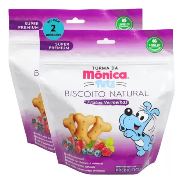 Biscoito Natural Frutas Vermelhas 150g Turma Mônica Kit 2 Un