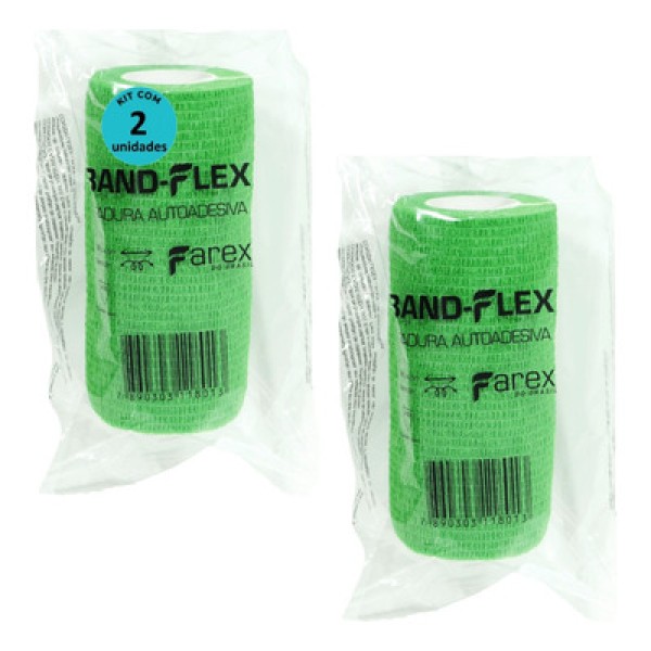 Encontraproduto.com.br - Atadura 10cm Verde Band-Flex Autoadesiva Para Animais Farex Kit Com 2